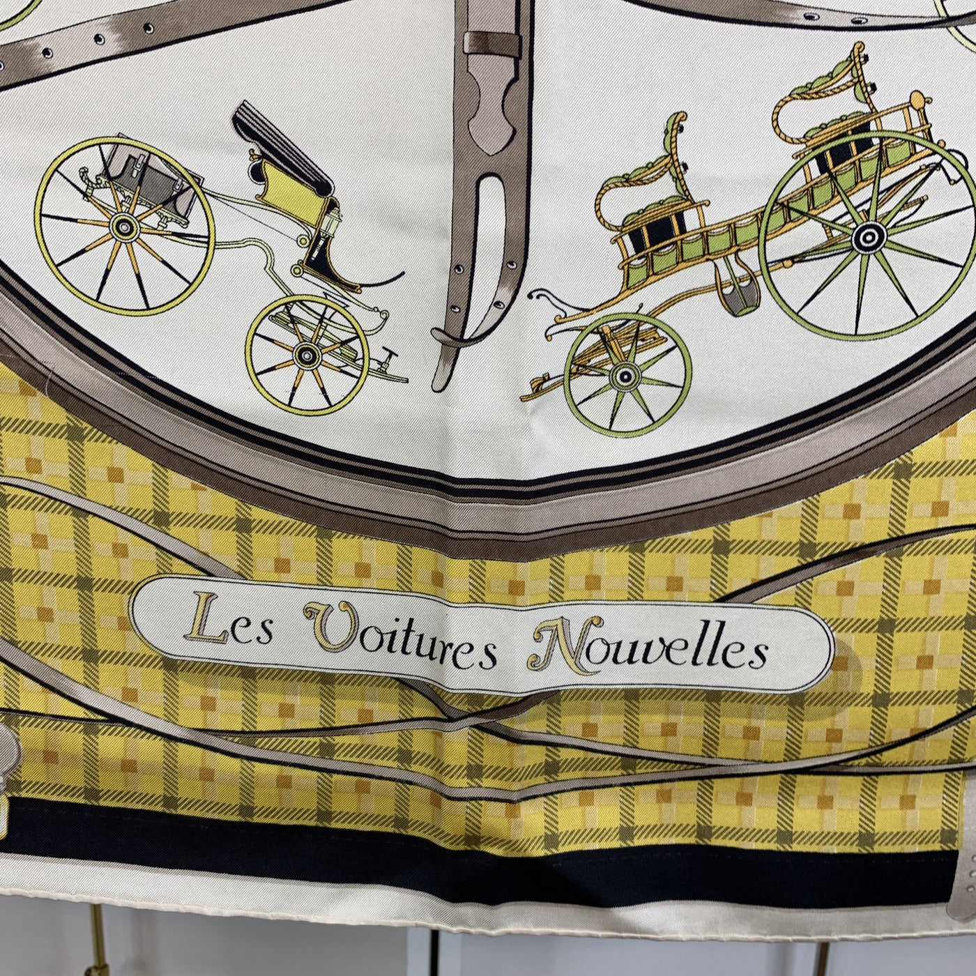 Hermes Vintage Silk Scarf Les Voitures Nouvelles by Jacques Eudel 1961