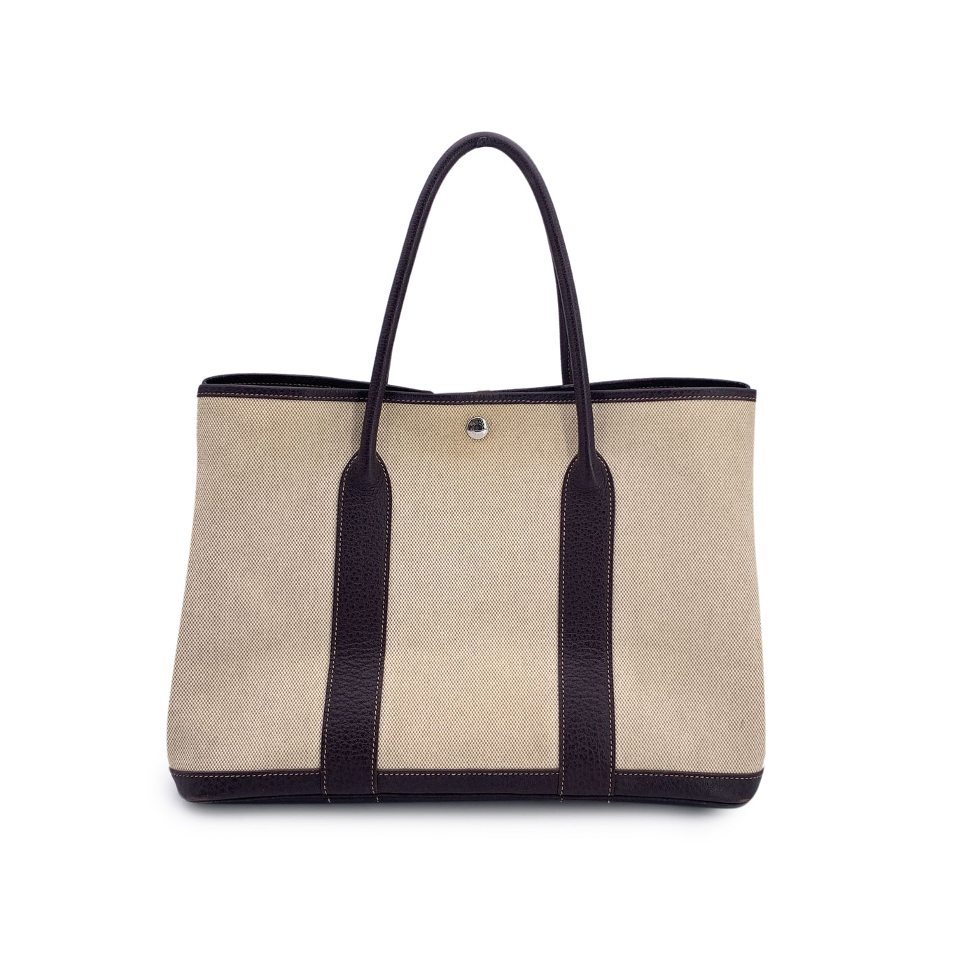 Hermes Paris Beige and Black Canvas Garden Party 36 Tote Bag