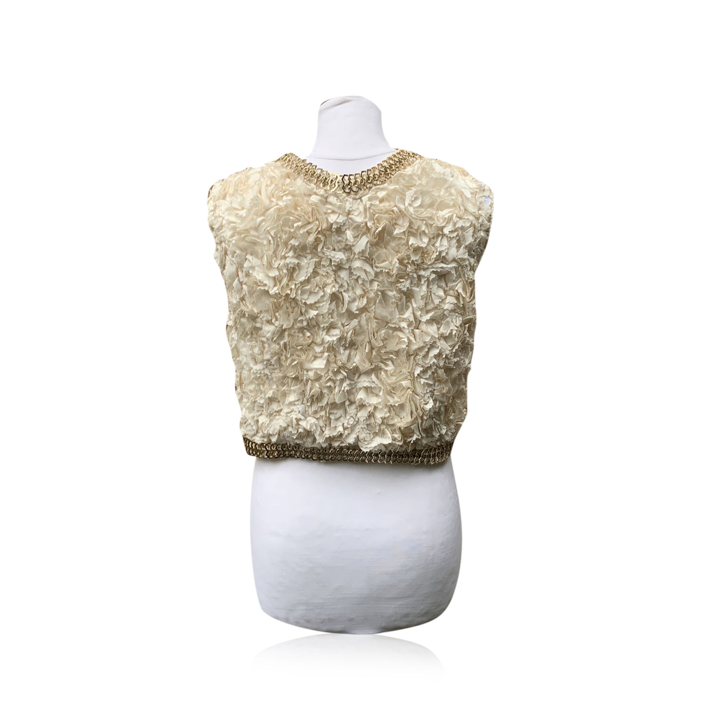 Givenchy White Ruffled Cropped Vest Sleeveless Jacket Size M