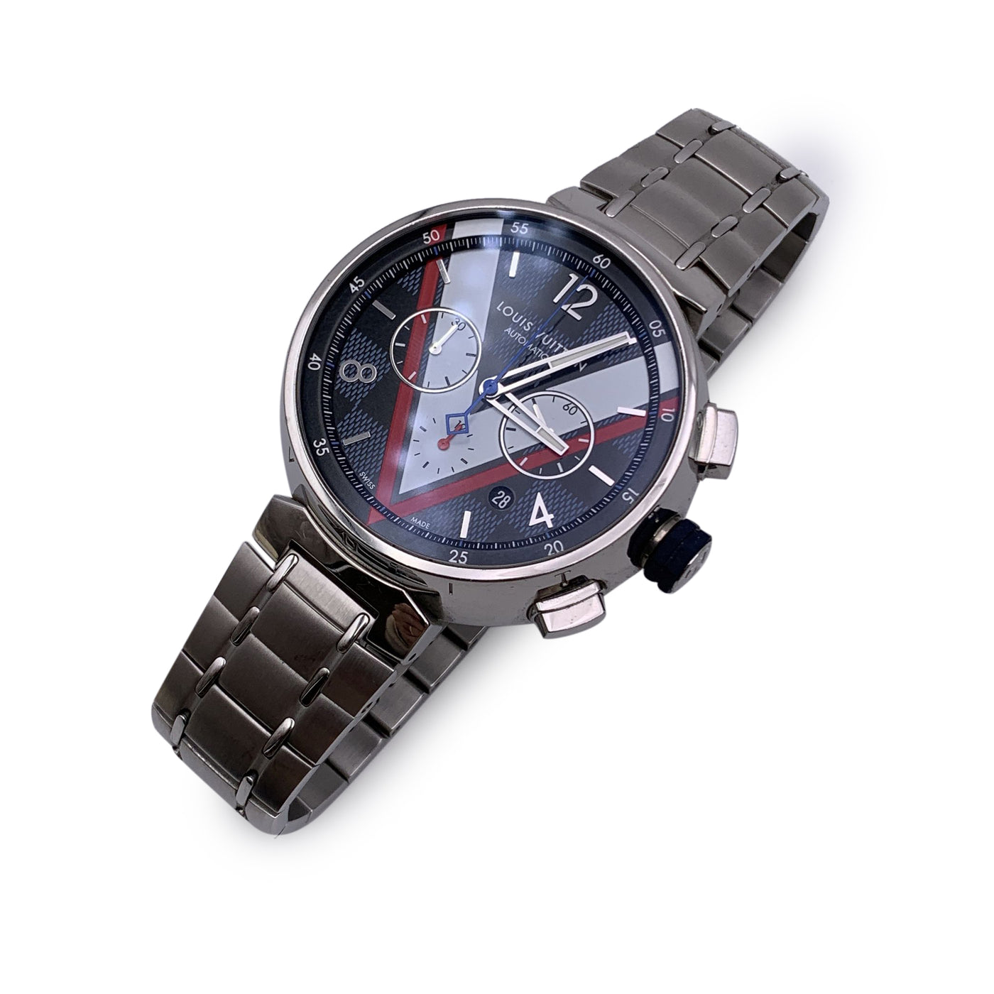 Louis Vuitton Automatic Tambour Damier Cobalt Chronograph Watch