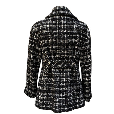 Chanel Black and White Tweed Planisphere Jacket Size 38 FR