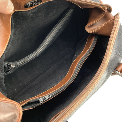 Gucci Vintage Brown and Black Leather Handbag Boston Bag