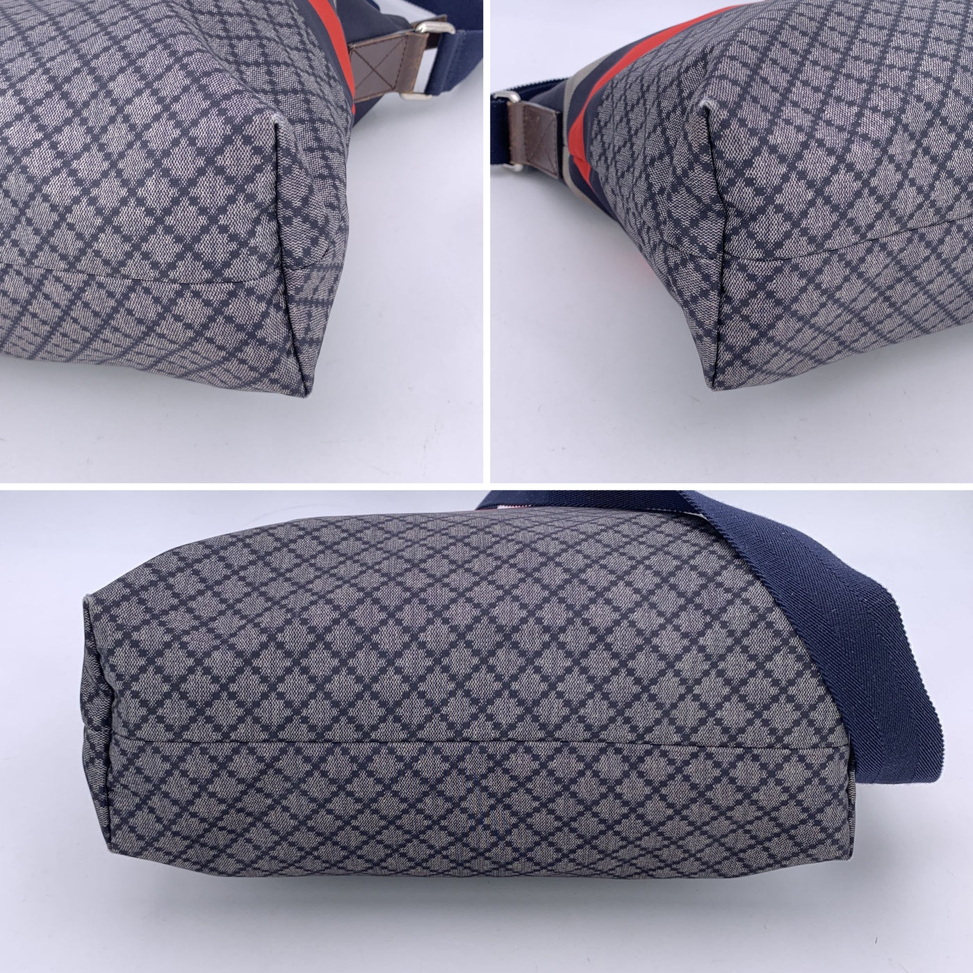Gucci Blue Diamond Nylon Canvas Crossbody Messenger Bag
