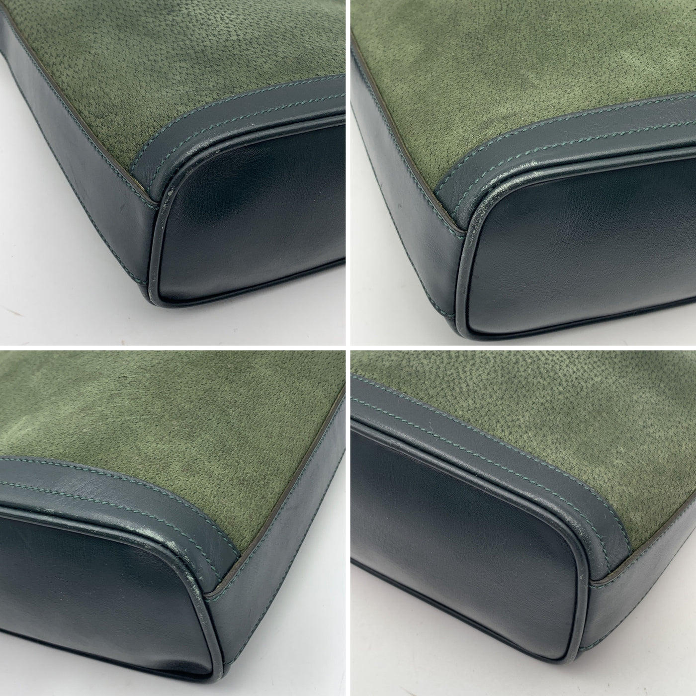 Gucci Vintage Green Suede Leather Bucket Crossbody Shoulder Bag