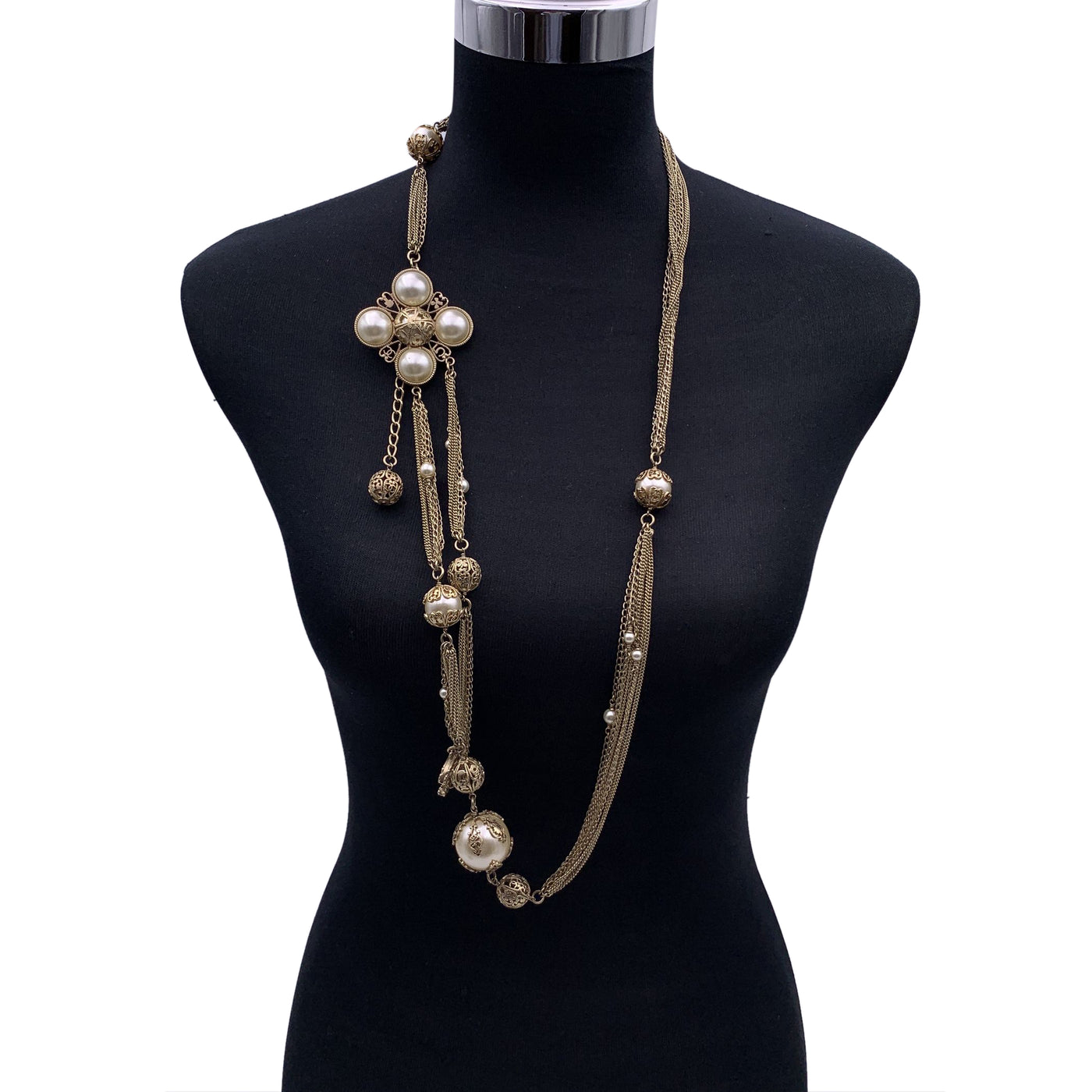 Chanel 06 Faux Pearls Gold Metal Multi Chain Necklace or Belt