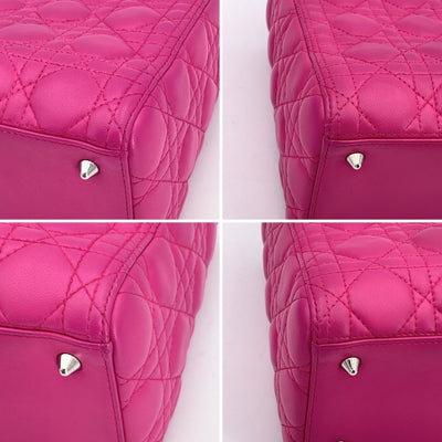 Christian Dior Pink Leather Cannage Quilted Small Lady Dior Bag