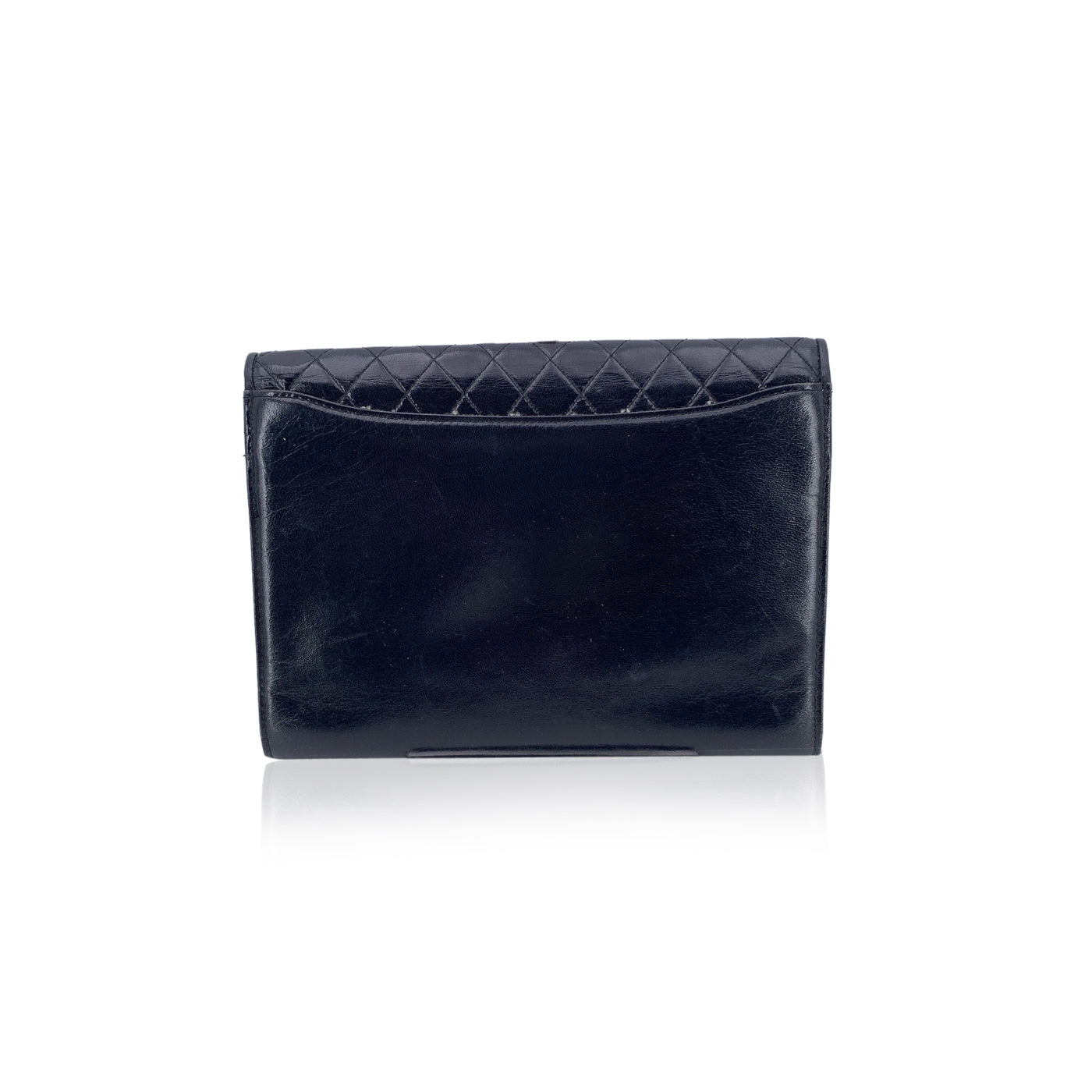 Yves Saint Laurent Vintage Black Diamond Quilted Leather Clutch Bag