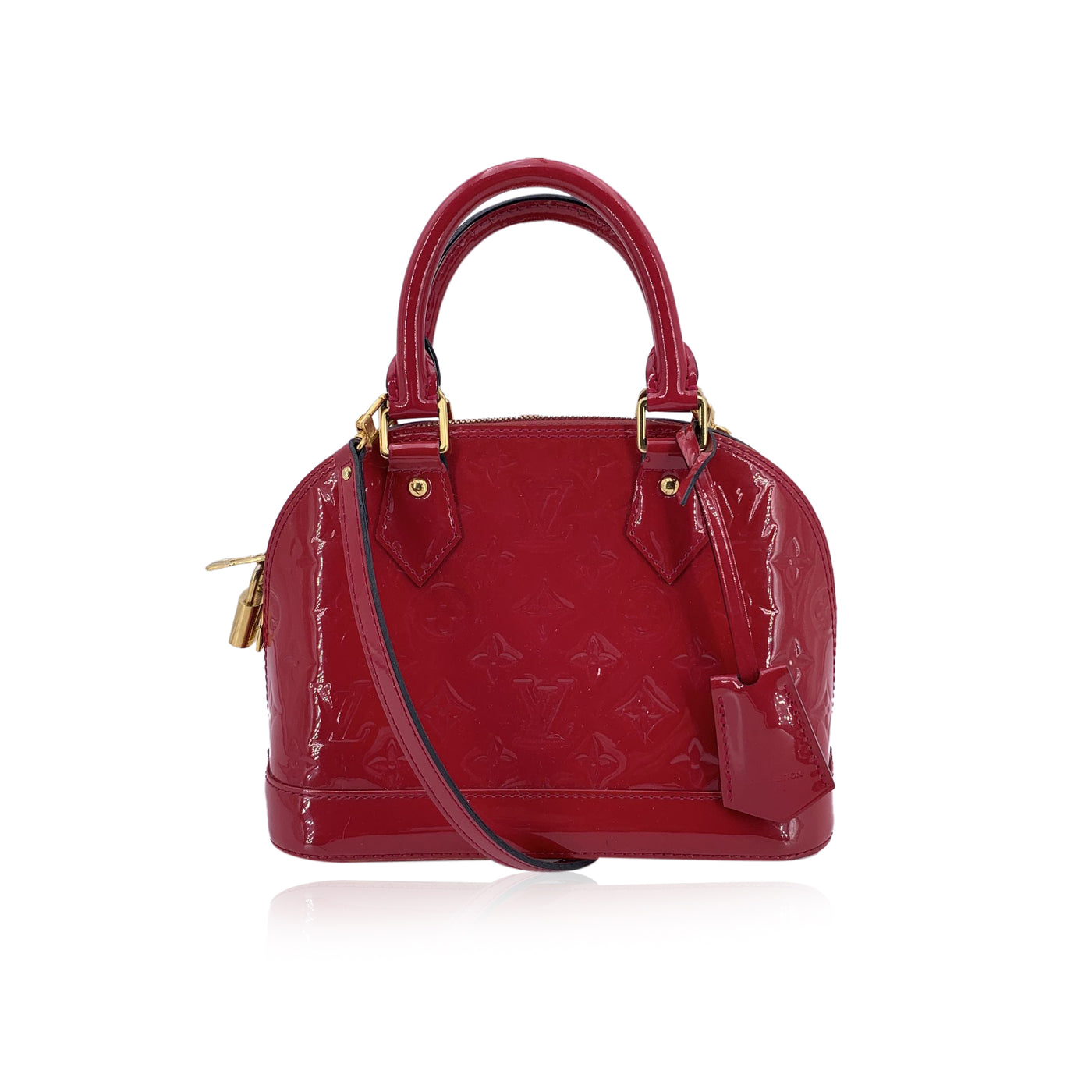 Louis Vuitton Red Monogram Vernis Alma BB Bag Handbag with Strap
