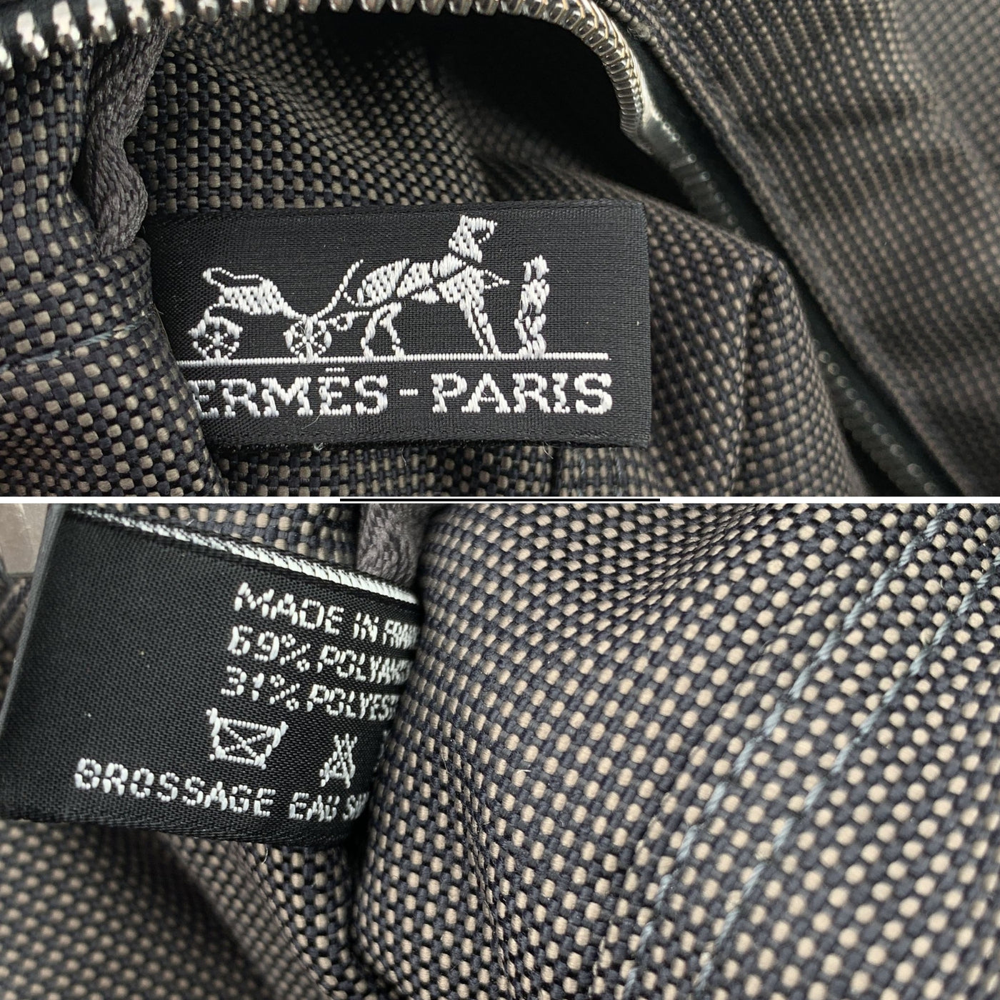 Hermes Paris Grey Canvas Her Line Herline MM Yale Tote Bag