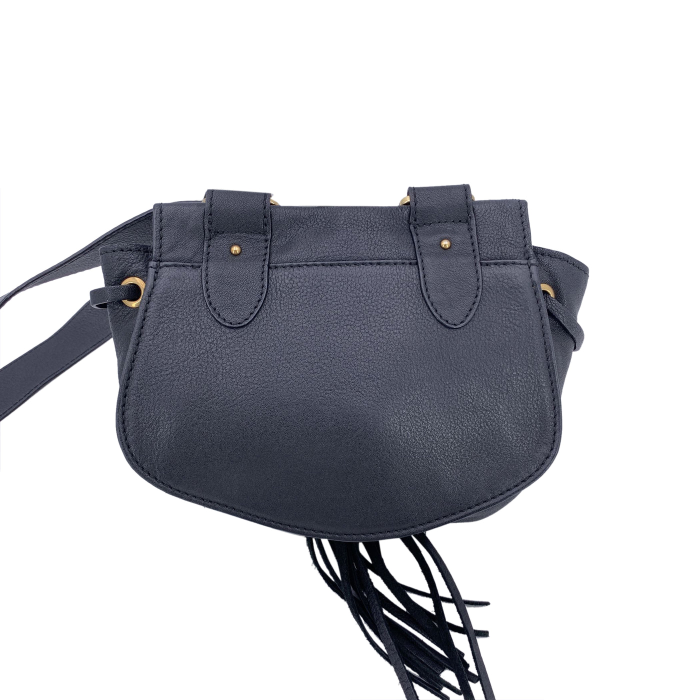 See by Chloe Black Leather Mini Collins Saddle Tassel Shoulder Bag