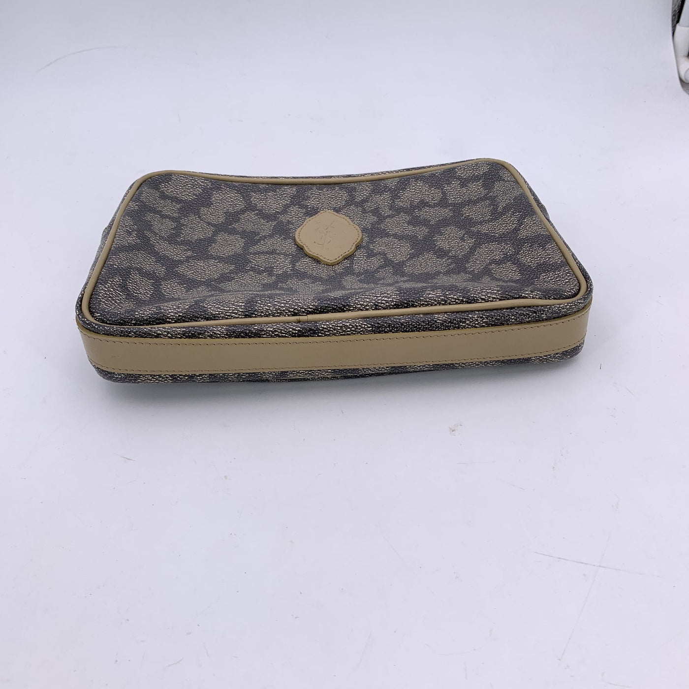 Yves Saint Laurent Vintage Giraffe Print Canvas Clutch Cosmetic Bag