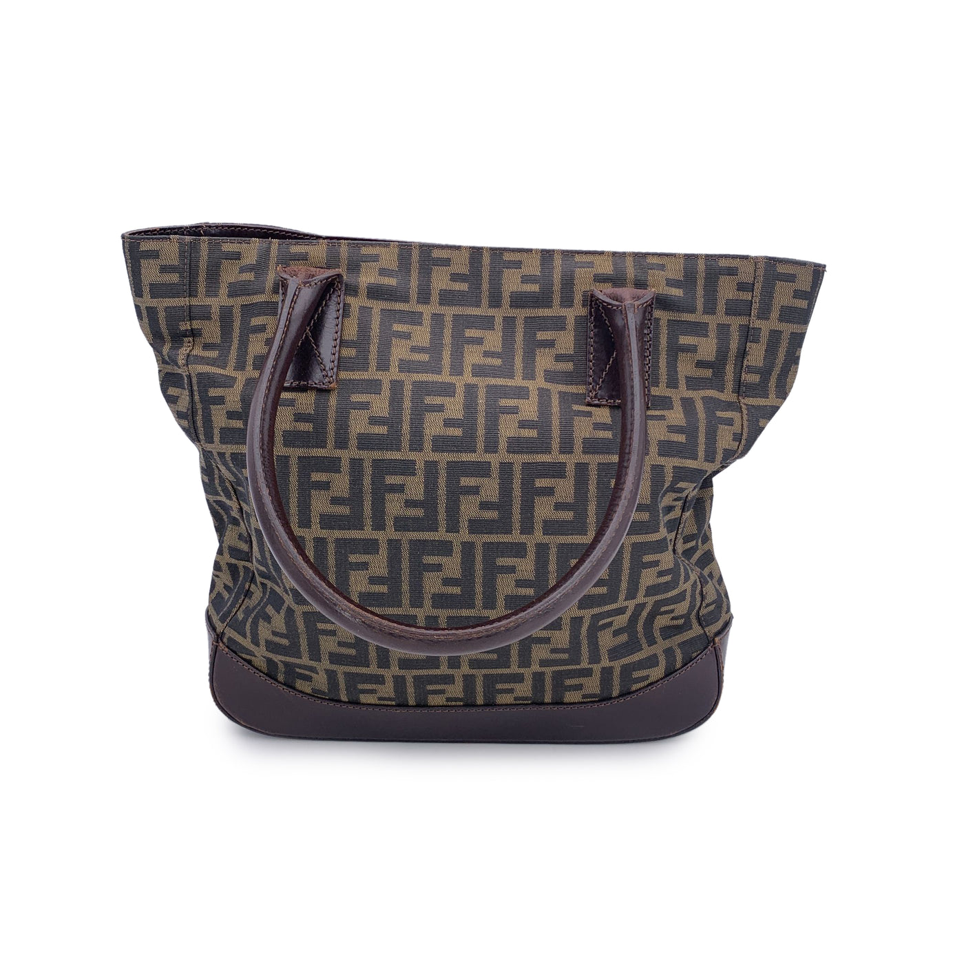 Fendi Vintage Zucca Monogram Canvas Tote Handbag Shoulder Bag