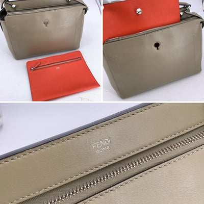 Fendi Taupe Leather DotCom 2 Way Tote Handbag with Shoulder Strap