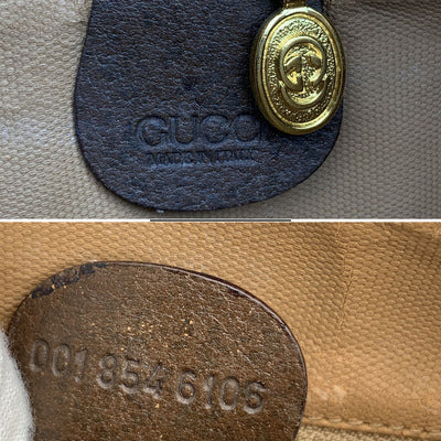 Gucci Vintage Beige Monogram Canvas Zip Messenger Crossbody Bag