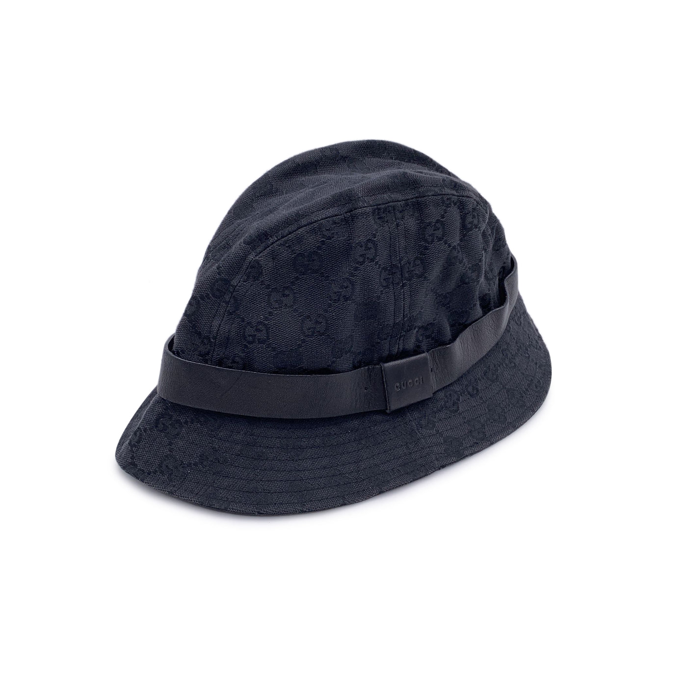 Gucci Black Monogram Canvas Unisex Bucket Hat Size S