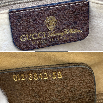 Gucci Vintage Brown Monogram Canvas Leather Web Boston Bag