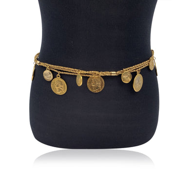 Blumarine Gold Metal Multi Coin Chain Belt or Necklace