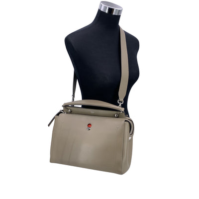 Fendi Taupe Leather DotCom 2 Way Tote Handbag with Shoulder Strap