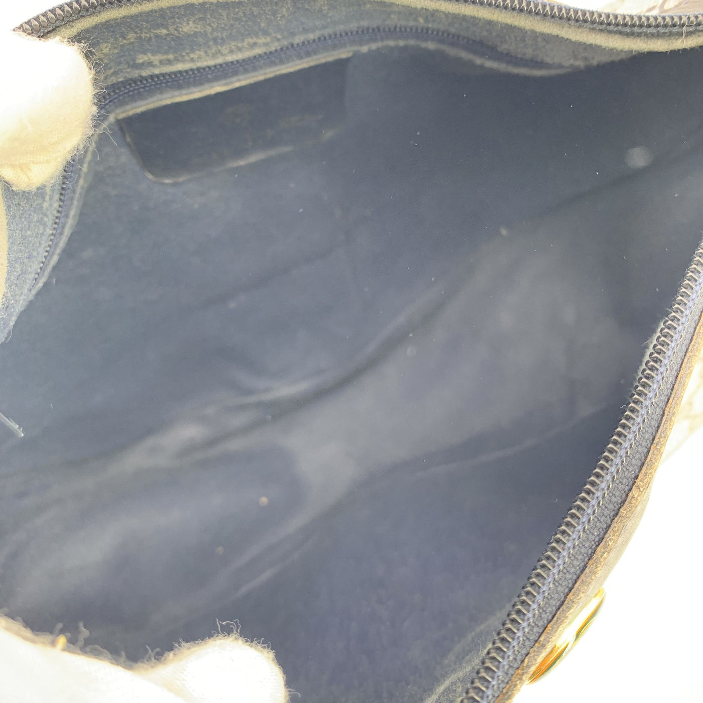 Gucci Vintage Navy Blue Monogram Canvas Rounded Shoulder Bag