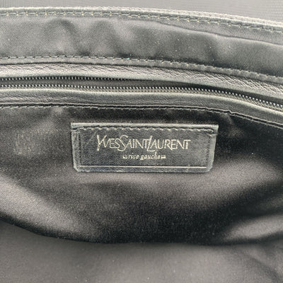 Yves Saint Laurent Rive Gauche YSL Logo Black Canvas Shoulder Bag