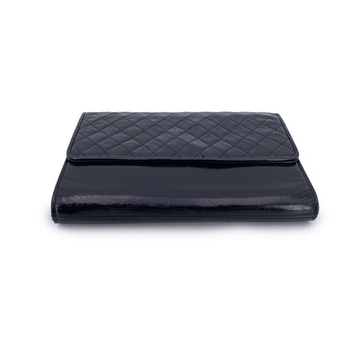 Yves Saint Laurent Vintage Black Diamond Quilted Leather Clutch Bag