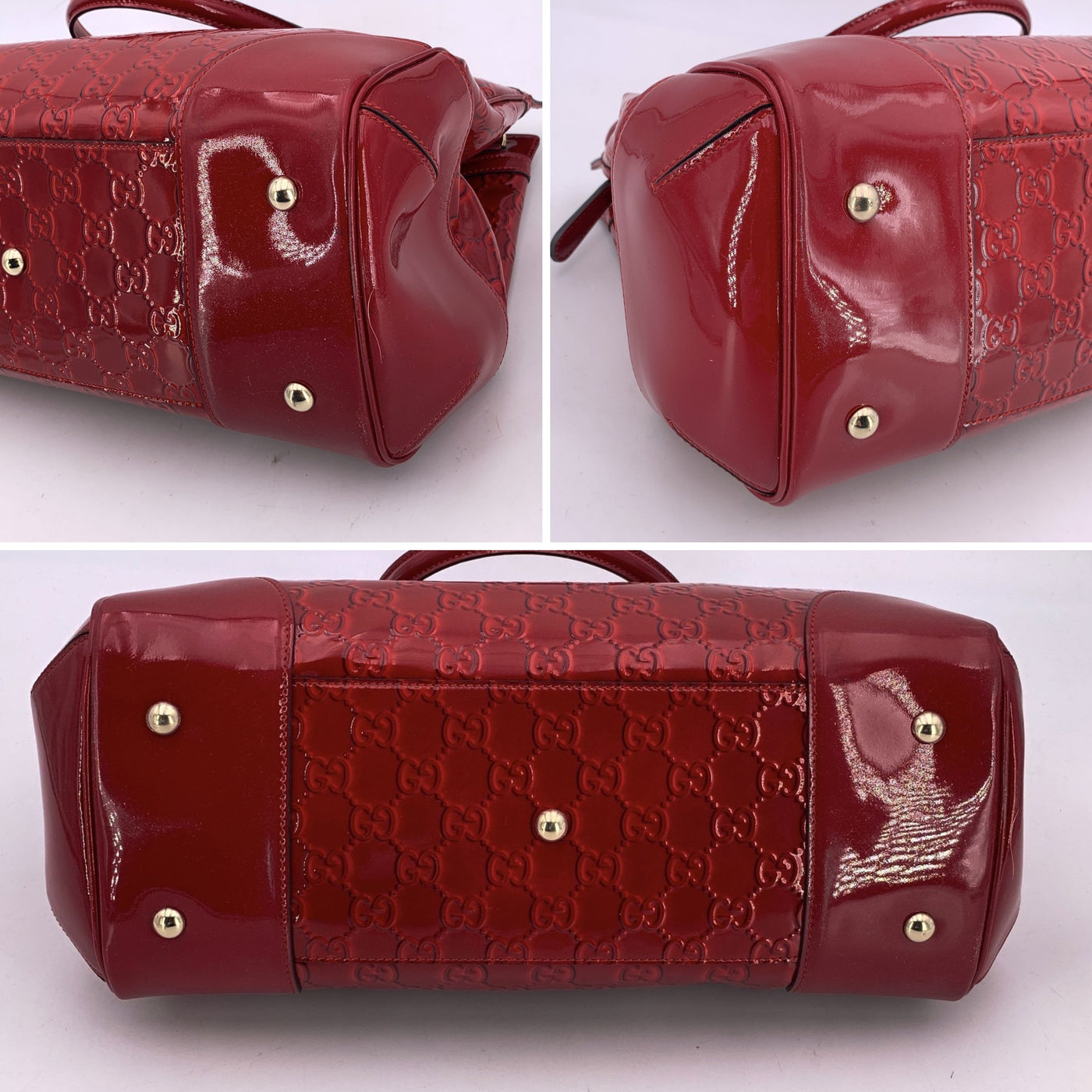 Gucci Red Guccissima Patent Leather Mayfair Tote Bag