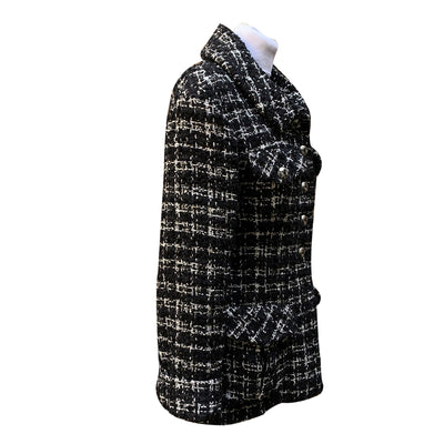 Chanel Black and White Tweed Planisphere Jacket Size 38 FR