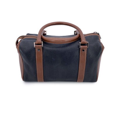 Gucci Vintage Brown and Black Leather Handbag Boston Bag