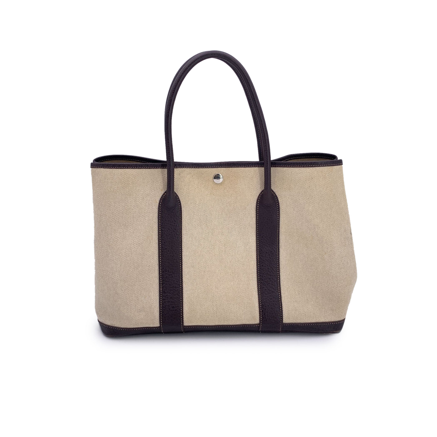 Hermes Paris Beige and Black Canvas Garden Party 36 Tote Bag