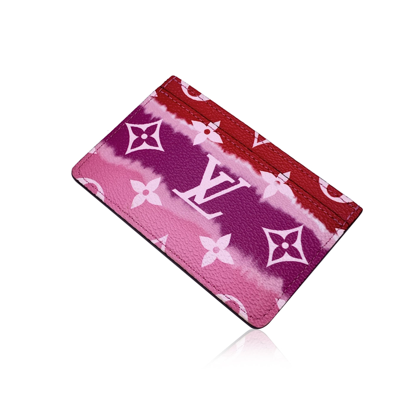 Louis Vuitton Pink Red Rouge Monogram LV Escale Canvas Card Holder