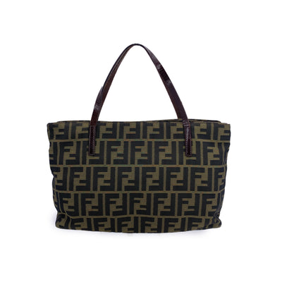 Fendi Zucca Monogram Canvas Cut Out FF Logo Tote Bag