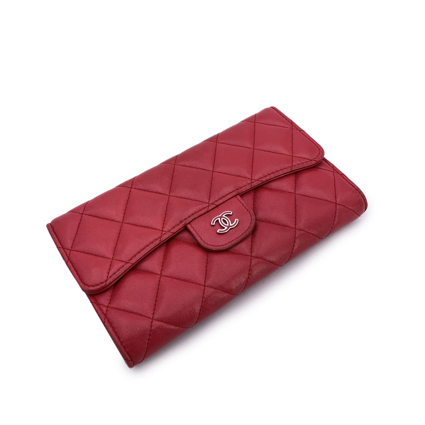 Chanel Red Quilted Leather Classic Timeless Continental Flap Wallet