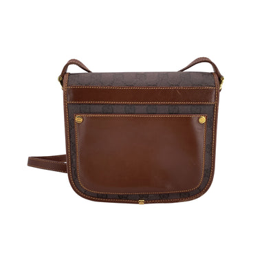 Gucci Vintage Brown Monogram Canvas and Leather Spur Shoulder Bag