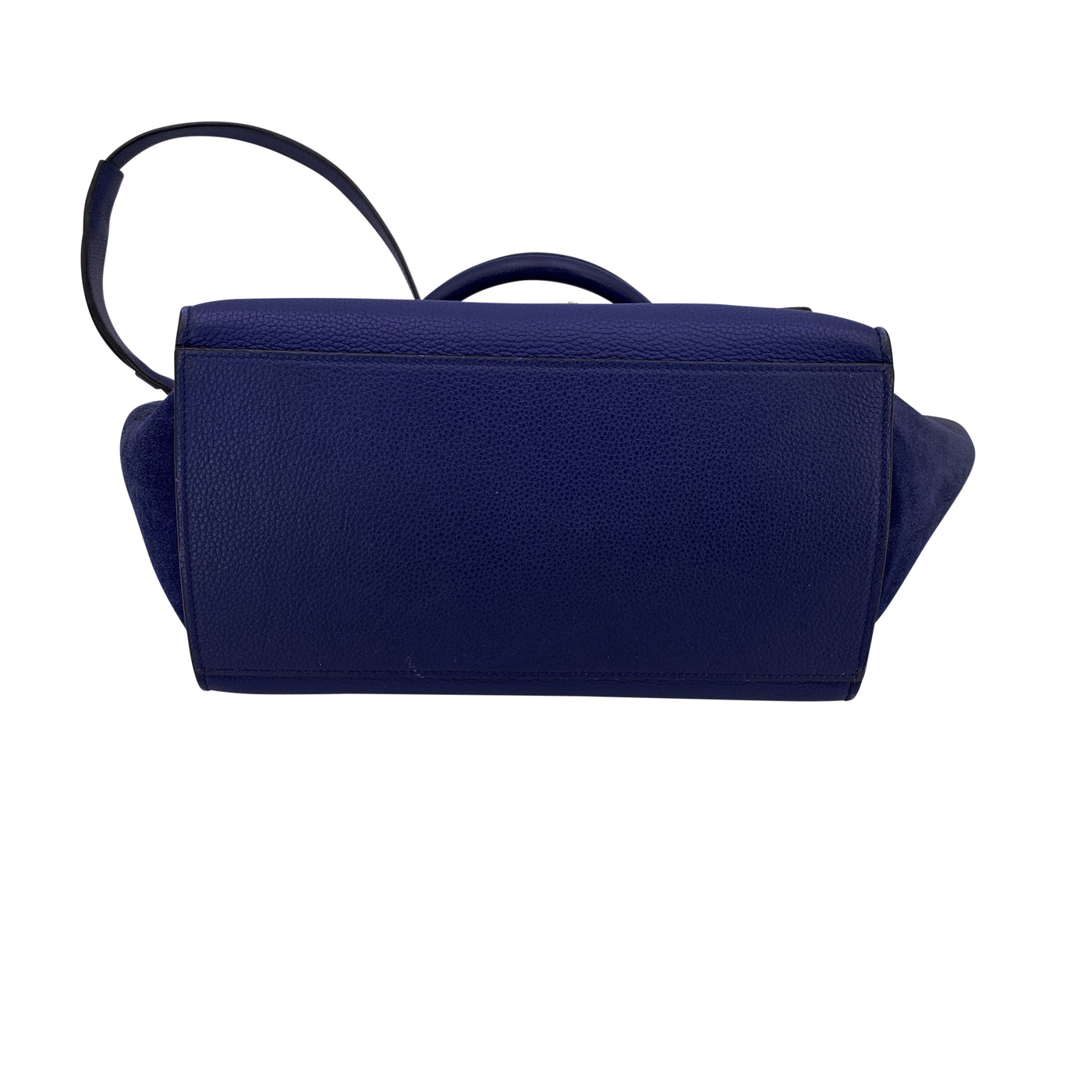 Celine Blue Suede and Leather Small Trapeze Tote Bag with Strap