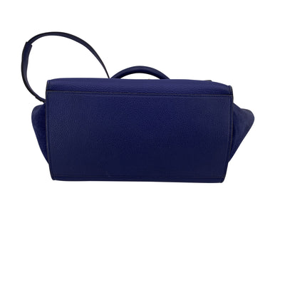 Celine Blue Suede and Leather Small Trapeze Tote Bag with Strap