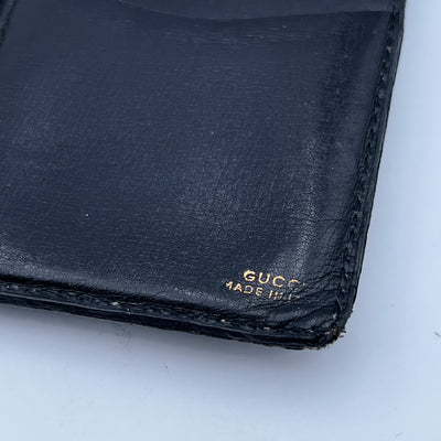 Gucci Vintage Black Leather 6 Ring Small Agenda with Sheets