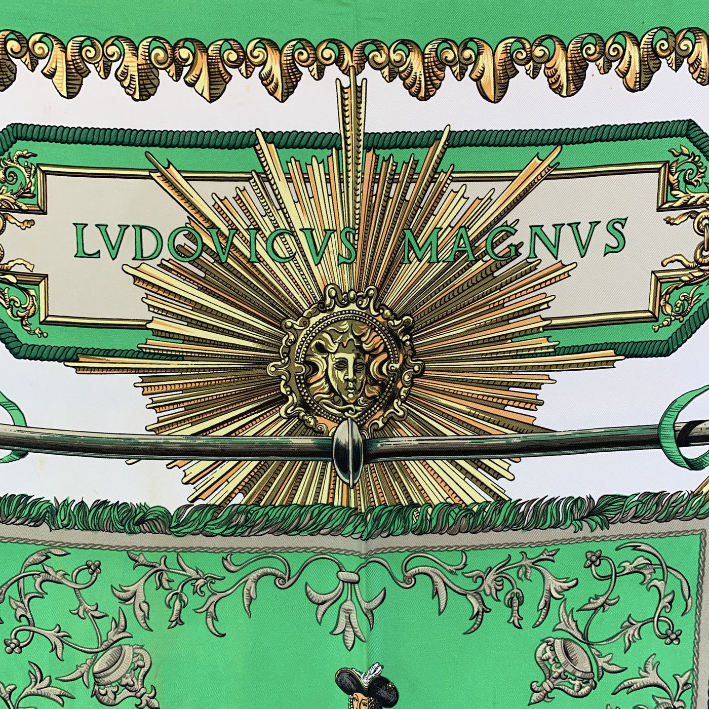 Hermes Vintage Silk Scarf Ludovicus Magnus de la Perriere Defects