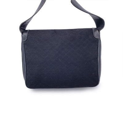Gucci Vintage Black Monogram Canvas and Leather Shoulder Bag