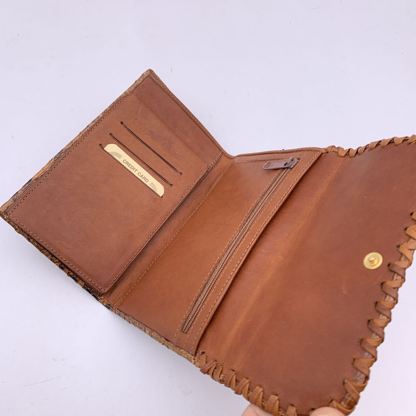 Ermanno Daelli Light Brown Leather Flap Wallet Checkbook Holder