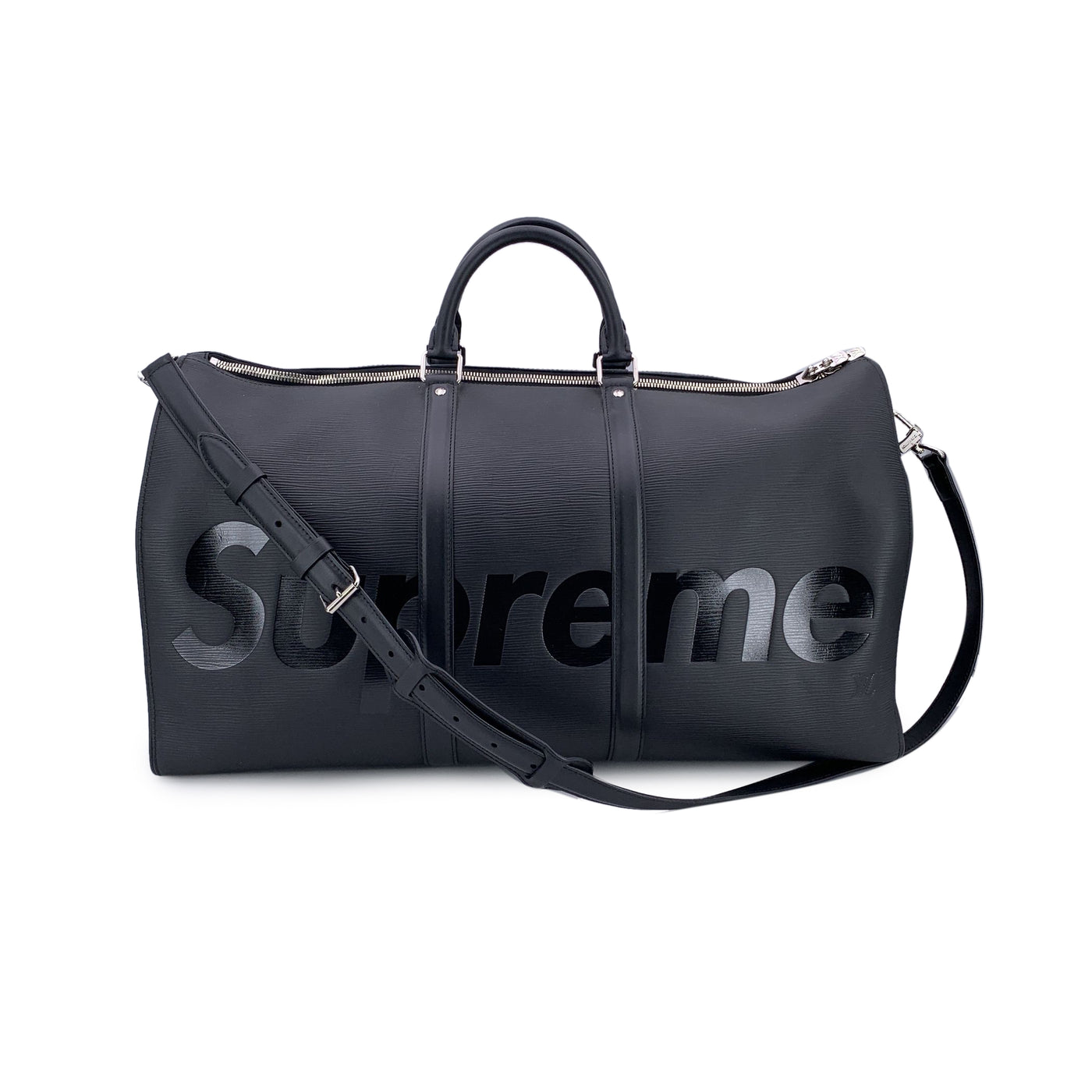 Louis Vuitton x Supreme Black Epi Keepall Bandouliere 55 Duffle Bag