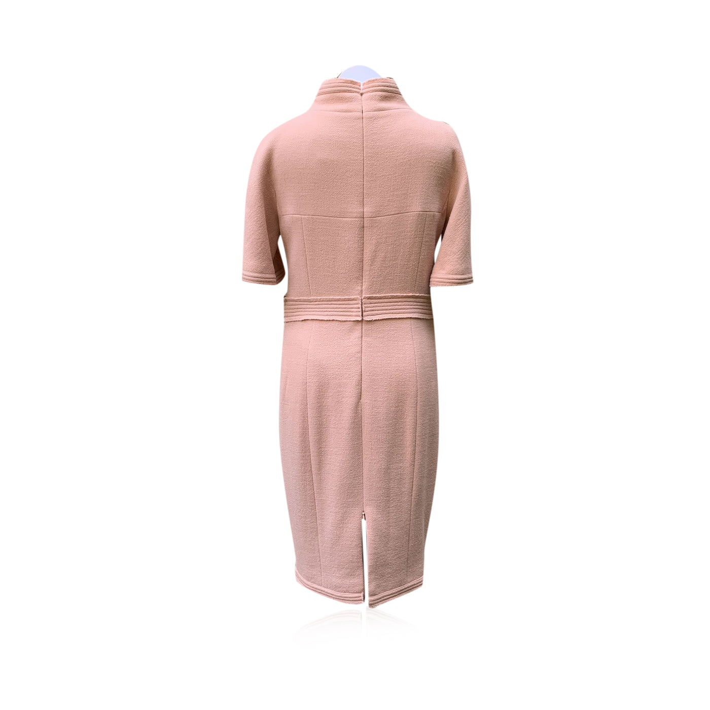 Chanel 2012 Baby Pink Tweed Midi Dress with Pearl Belt Size 38 FR