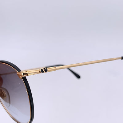 Valentino Vintage Rounded Black Gold Sunglasses V377 51/20 140mm