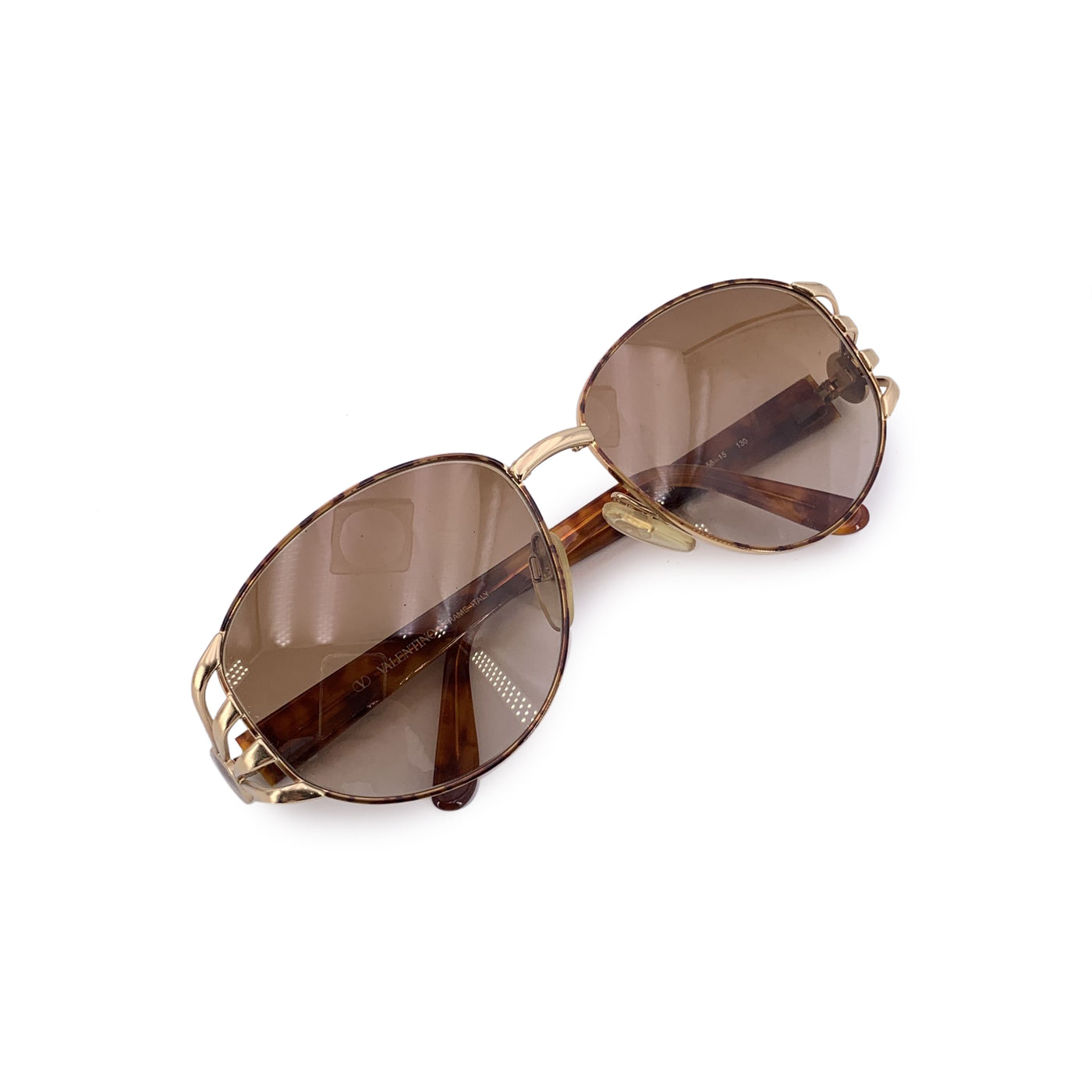 Valentino Vintage Gold Metal Oval Sunglasses Mod. V431 58/15 130mm