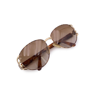 Valentino Vintage Gold Metal Oval Sunglasses Mod. V431 58/15 130mm