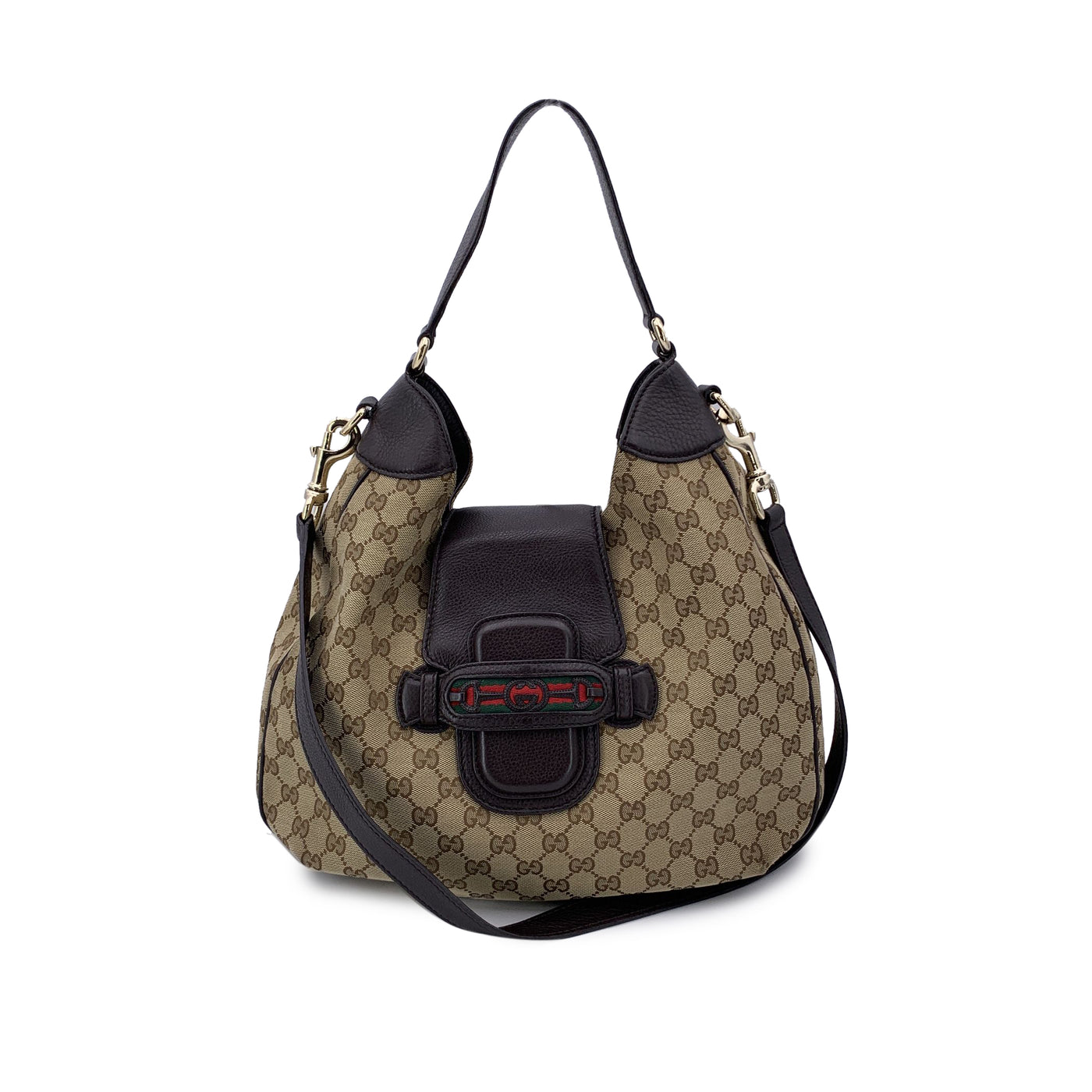 Gucci Beige Monogram Canvas Dressage Hobo Shoulder Bag