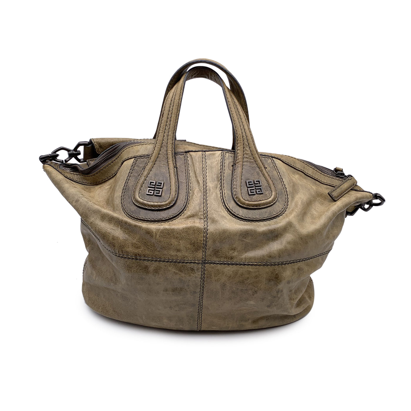 Givenchy Brown Distressed Leather Nightingale Duffle Bag Weekender