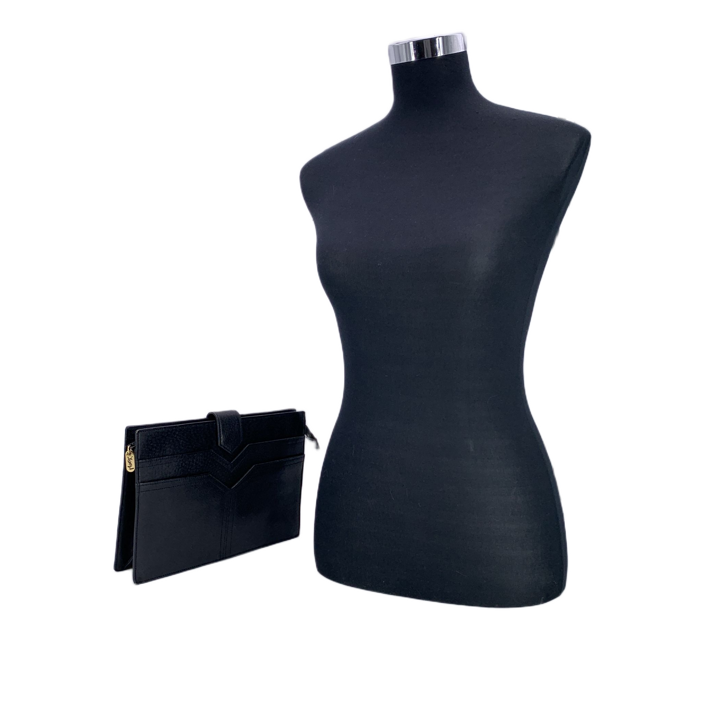 Yves Saint Laurent Vintage Black Leather Y Clutch Bag Handbag