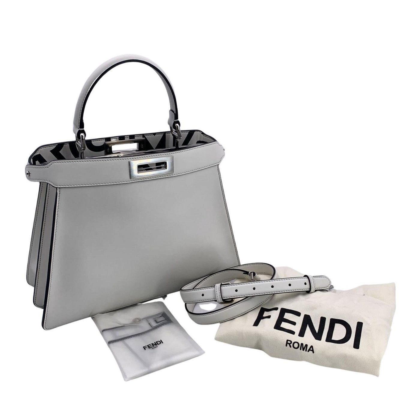 Fendi by Marc Jacobs White Peekaboo ISeeU Medium Top Handle Bag