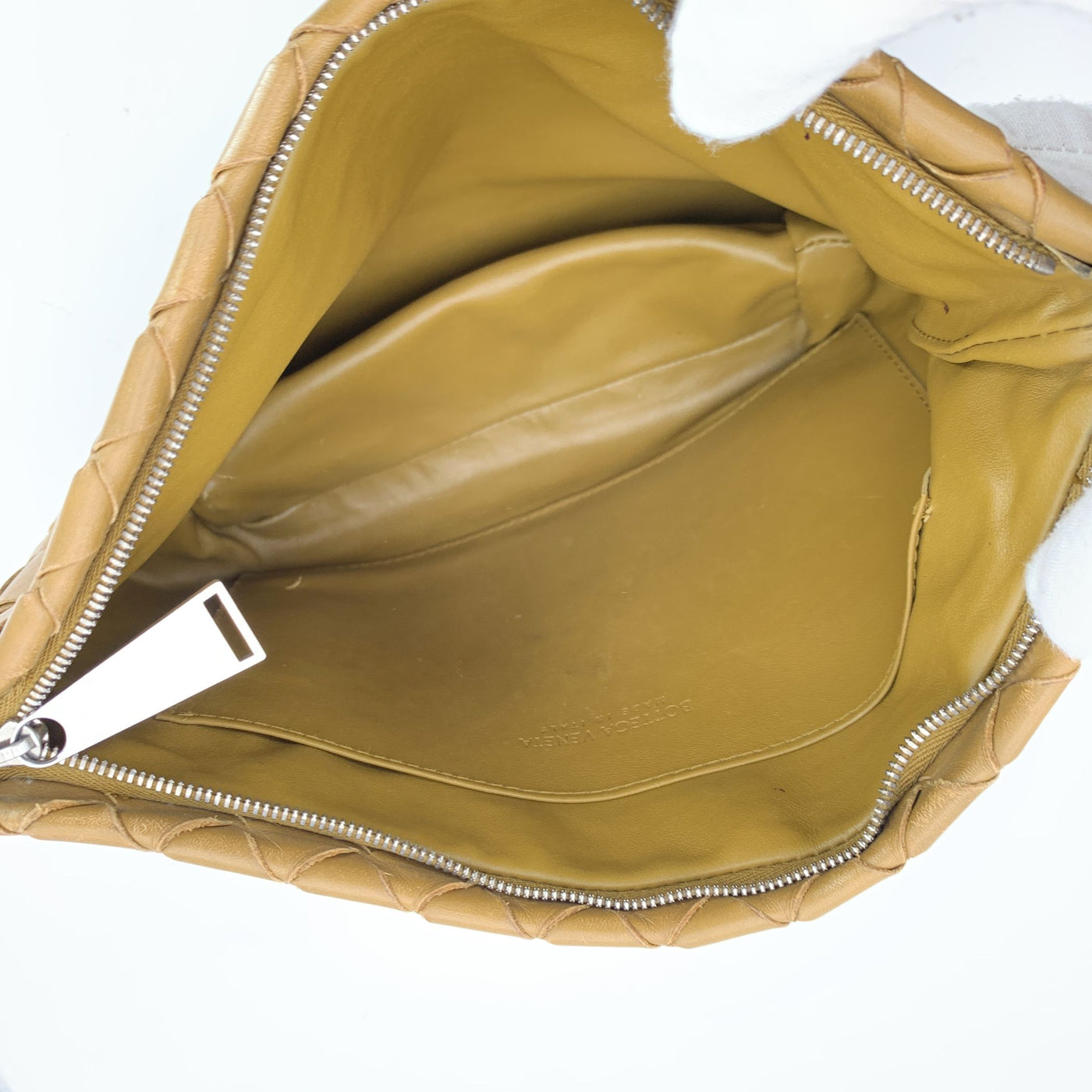 Bottega Veneta Beige Intrecciato Leather Zip Pouch Clutch Pochette