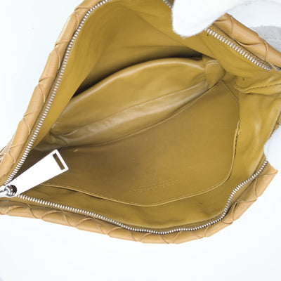 Bottega Veneta Beige Intrecciato Leather Zip Pouch Clutch Pochette